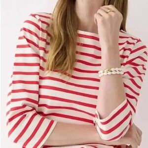 J. Crew Striped Long Sleeve Top in Red and White